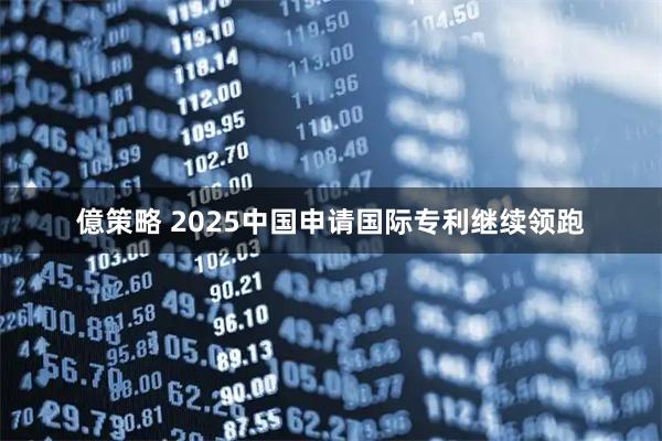 億策略 2025中国申请国际专利继续领跑