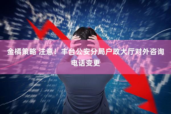 金橘策略 注意！丰台公安分局户政大厅对外咨询电话变更